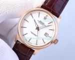 High Replica Rolex Datejust Watch White Face Leather strap Rounded Bezel  40mm